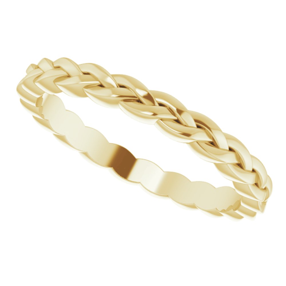Alternate view of the 2mm 14K Yellow Gold Woven Standard Fit Band by The Black Bow Jewelry Co.