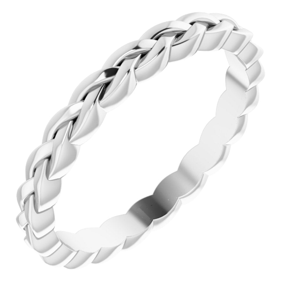 2mm 14K White Gold Woven Standard Fit Band, Item R11709 by The Black Bow Jewelry Co.