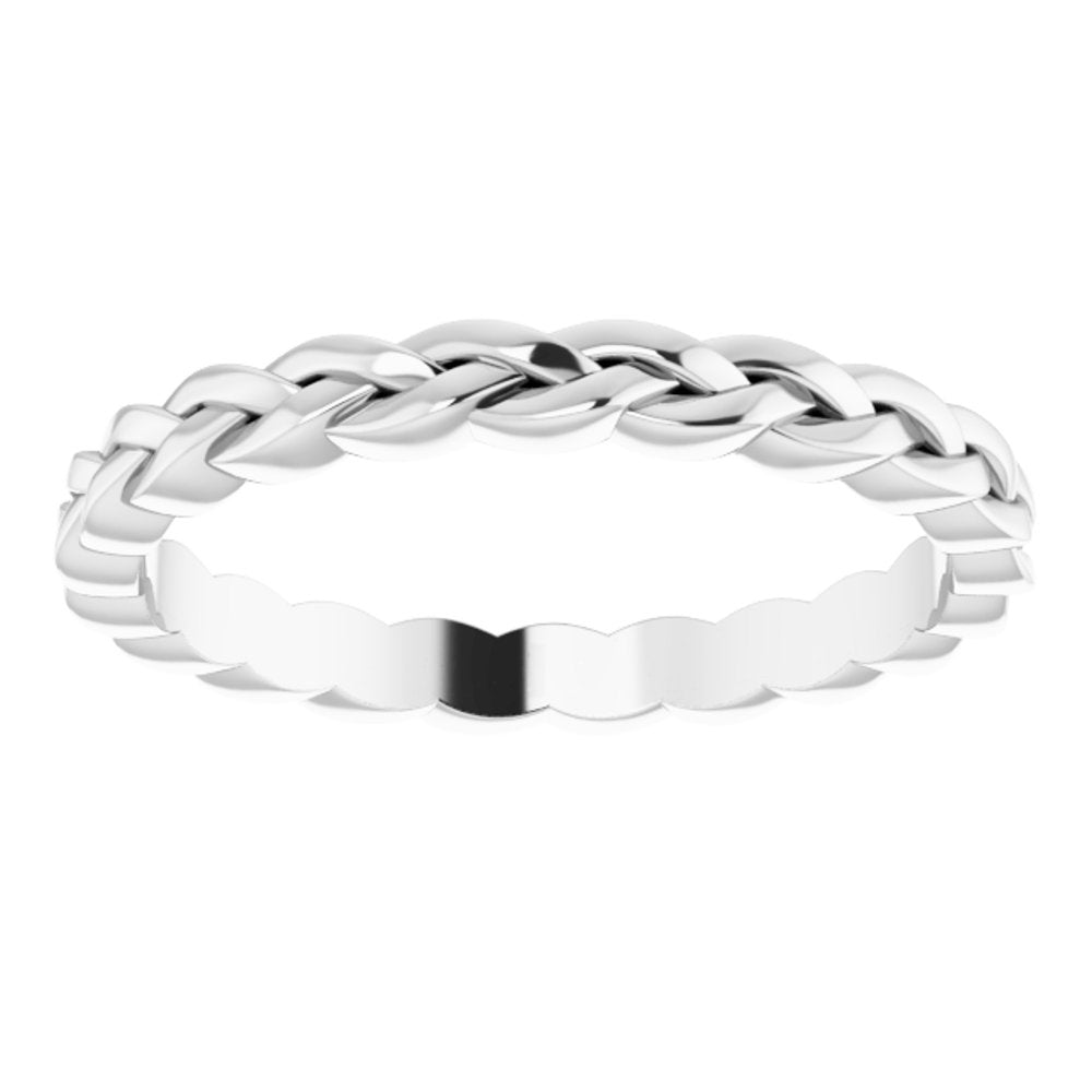 Alternate view of the 2mm 14K White Gold Woven Standard Fit Band by The Black Bow Jewelry Co.