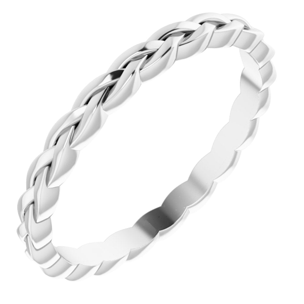 Alternate view of the 2mm 14K White Gold Woven Standard Fit Band by The Black Bow Jewelry Co.