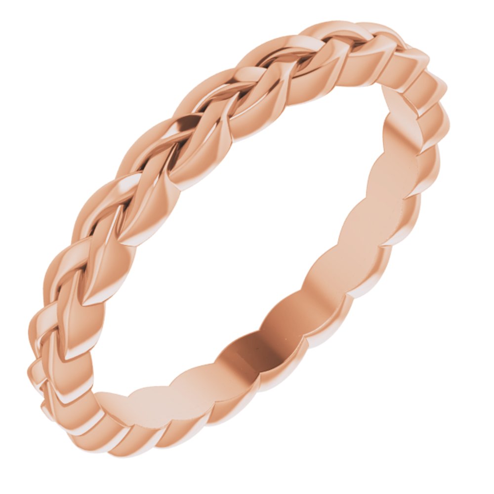 2mm 14K Rose Gold Woven Standard Fit Band, Item R11710 by The Black Bow Jewelry Co.