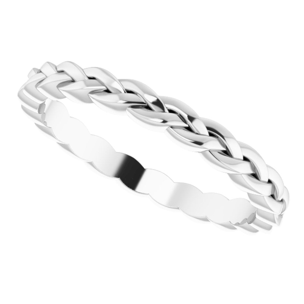 Alternate view of the 2mm Platinum Woven Standard Fit Band by The Black Bow Jewelry Co.