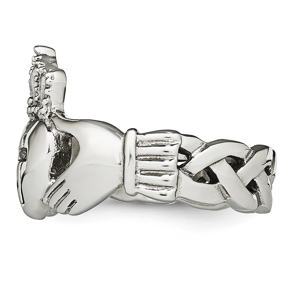 Alternate view of the Stainless Steel Polished Claddagh Cross Standard Fit Ring by The Black Bow Jewelry Co.