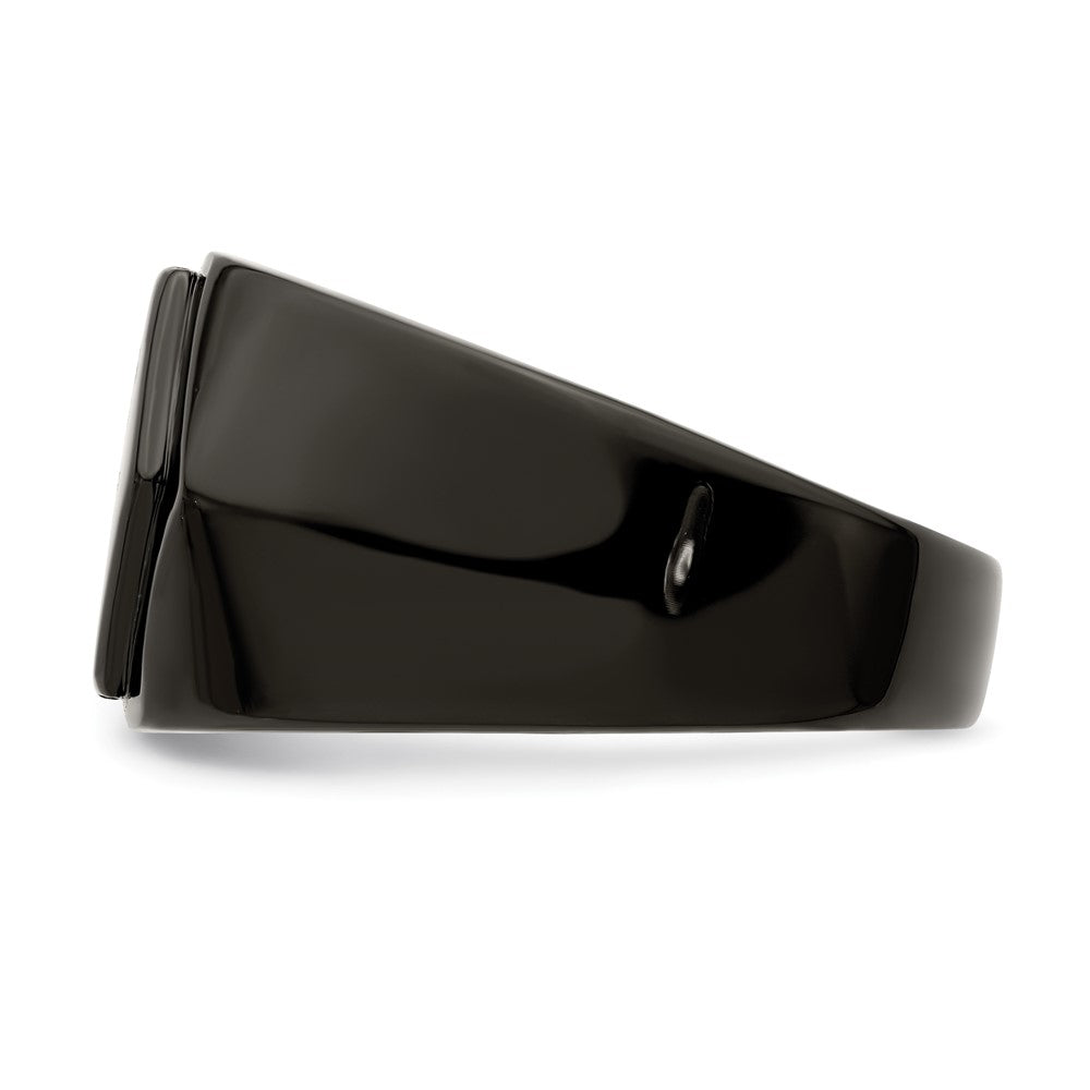 Alternate view of the Men's 12.5mm Black Plated Stainless Steel Tapered Signet Ring by The Black Bow Jewelry Co.