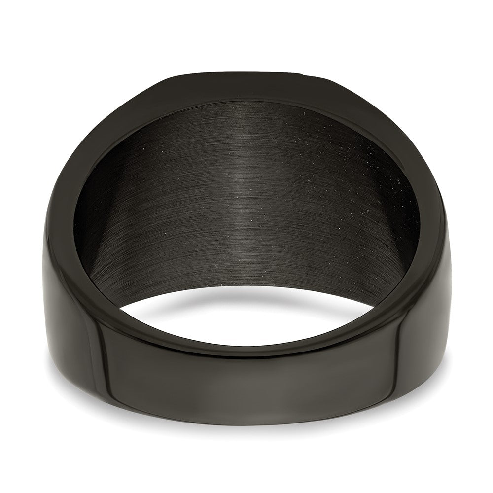Alternate view of the Men's 12.5mm Black Plated Stainless Steel Tapered Signet Ring by The Black Bow Jewelry Co.