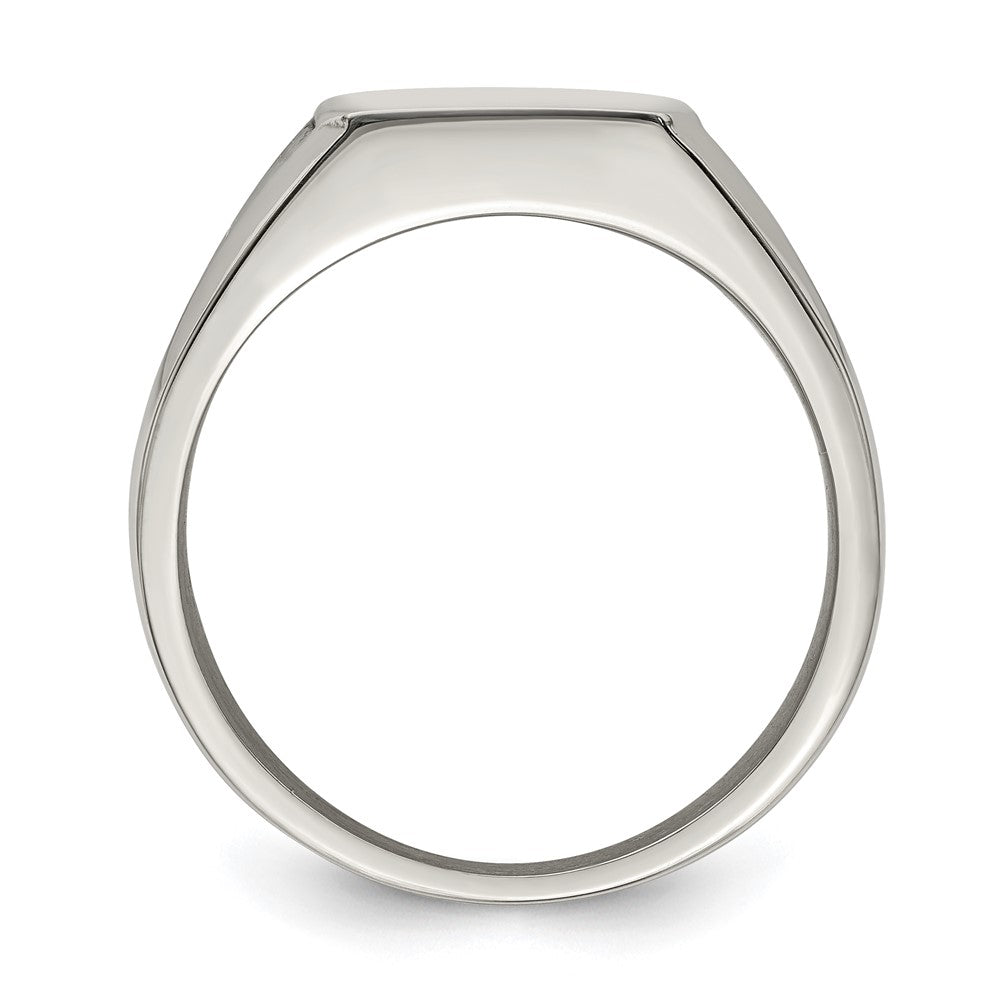 Alternate view of the Men's 13mm Stainless Steel & Black Enamel Grooved Tapered Signet Ring by The Black Bow Jewelry Co.