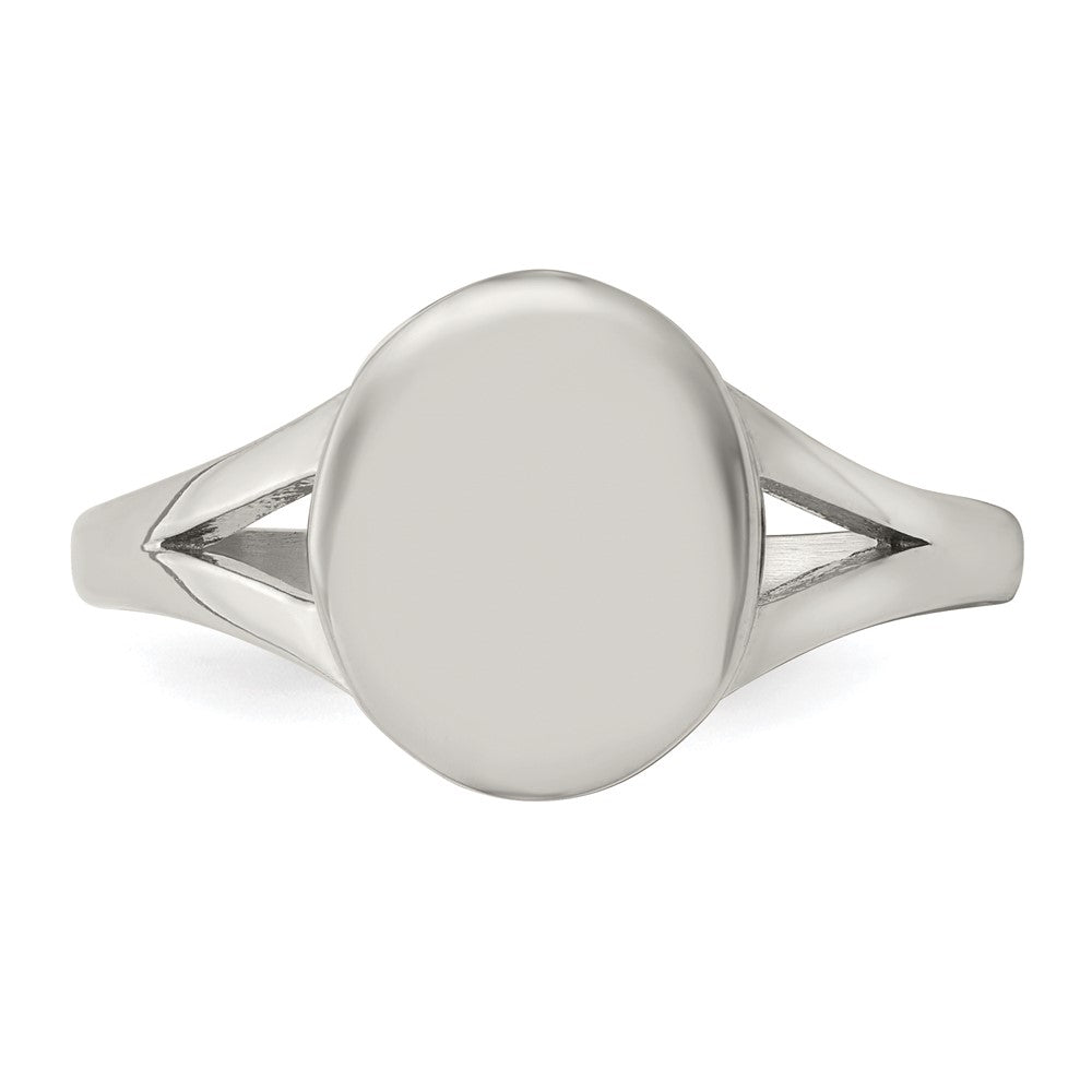 Alternate view of the Stainless Steel 11.5mm Polished Oval Signet Ring by The Black Bow Jewelry Co.
