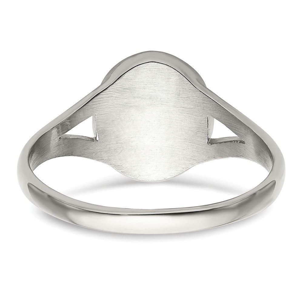 Alternate view of the Stainless Steel 11.5mm Polished Oval Signet Ring by The Black Bow Jewelry Co.