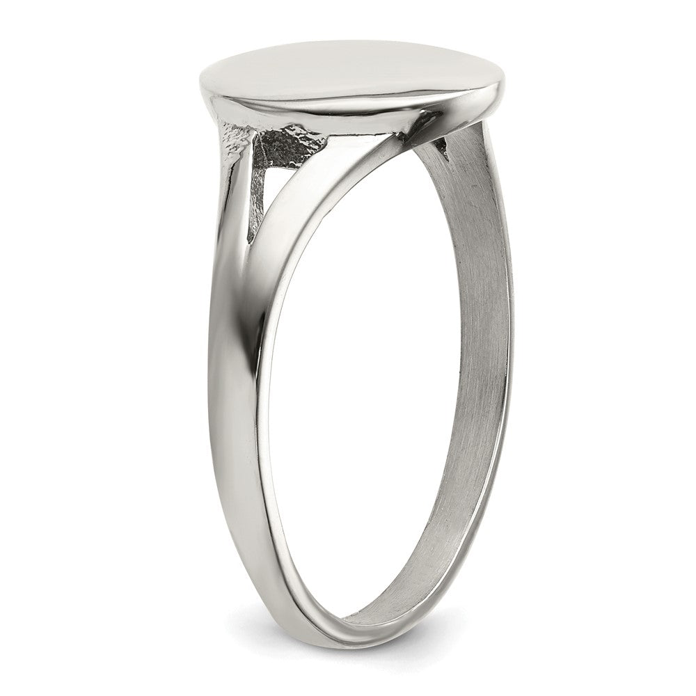 Alternate view of the Stainless Steel 11.5mm Polished Oval Signet Ring by The Black Bow Jewelry Co.