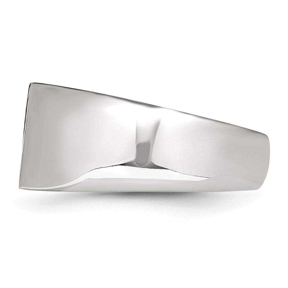 Alternate view of the Men's Stainless Steel & 14K Gold Accent Stripe Signet Tapered Ring by The Black Bow Jewelry Co.