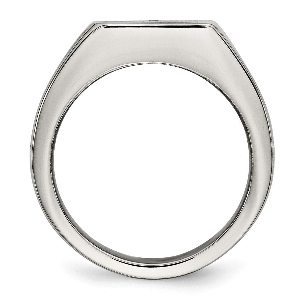 Alternate view of the Men's 11mm Stainless Steel & Black Carbon Fiber Signet Tapered Ring by The Black Bow Jewelry Co.