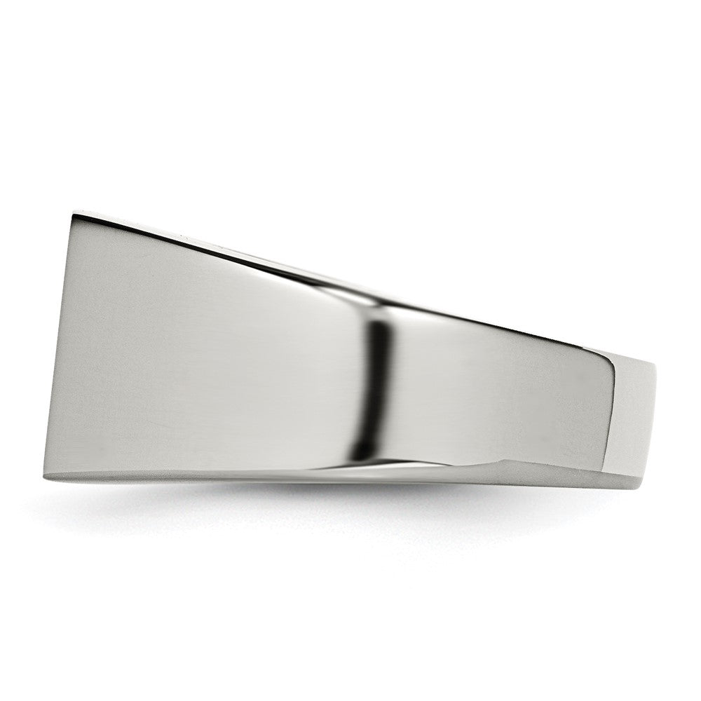 Alternate view of the Men's 11mm Stainless Steel & Black Carbon Fiber Signet Tapered Ring by The Black Bow Jewelry Co.