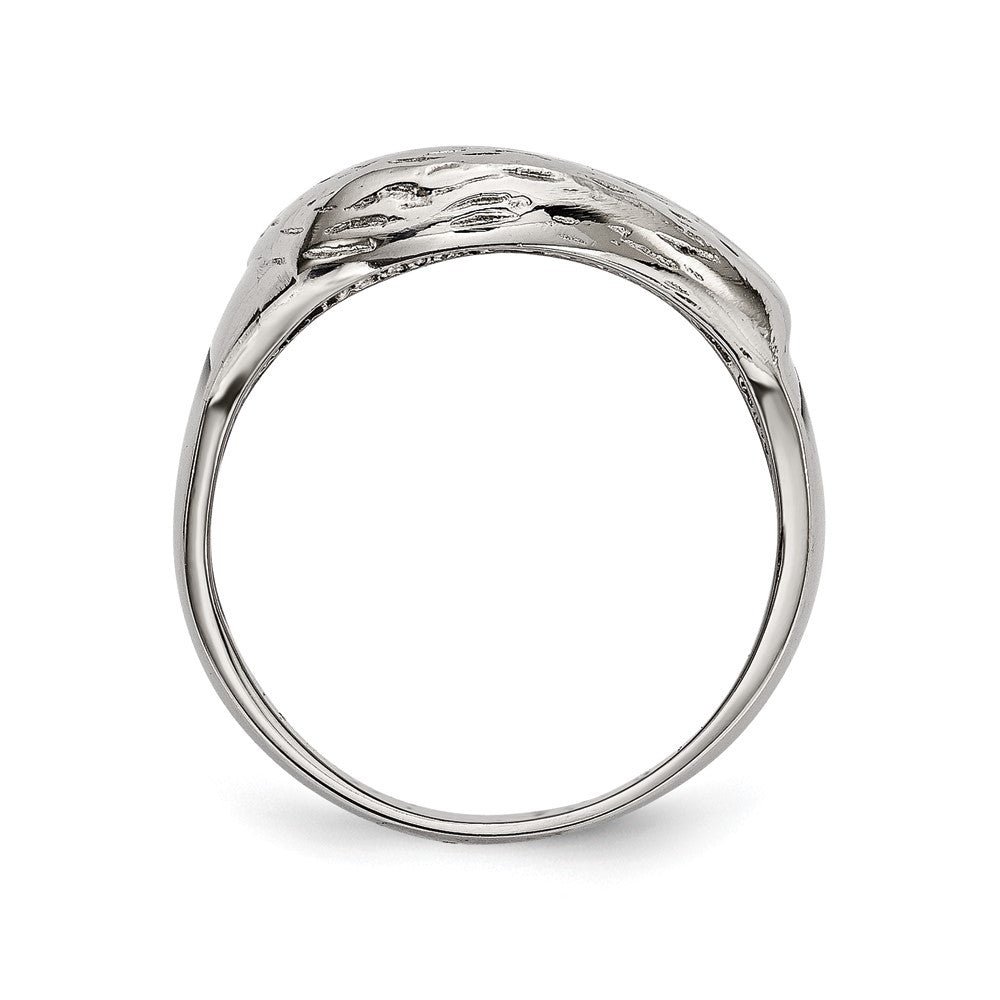 Alternate view of the Men's 15mm Stainless Steel Black Enamel Eagle Tapered Ring by The Black Bow Jewelry Co.