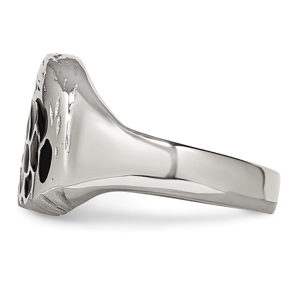 Alternate view of the Men's 15mm Stainless Steel Black Enamel Eagle Tapered Ring by The Black Bow Jewelry Co.