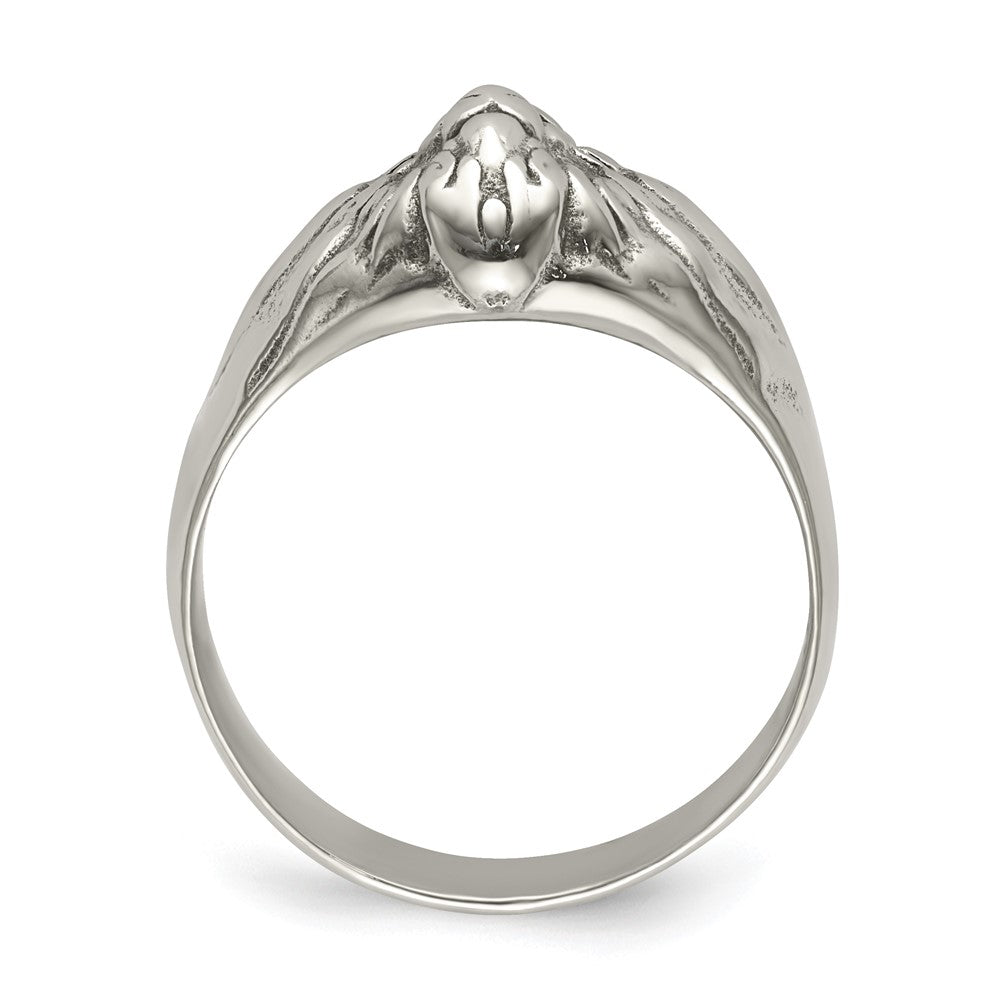 Alternate view of the Men's 13mm Stainless Steel Antiqued Lion Head Tapered Ring by The Black Bow Jewelry Co.