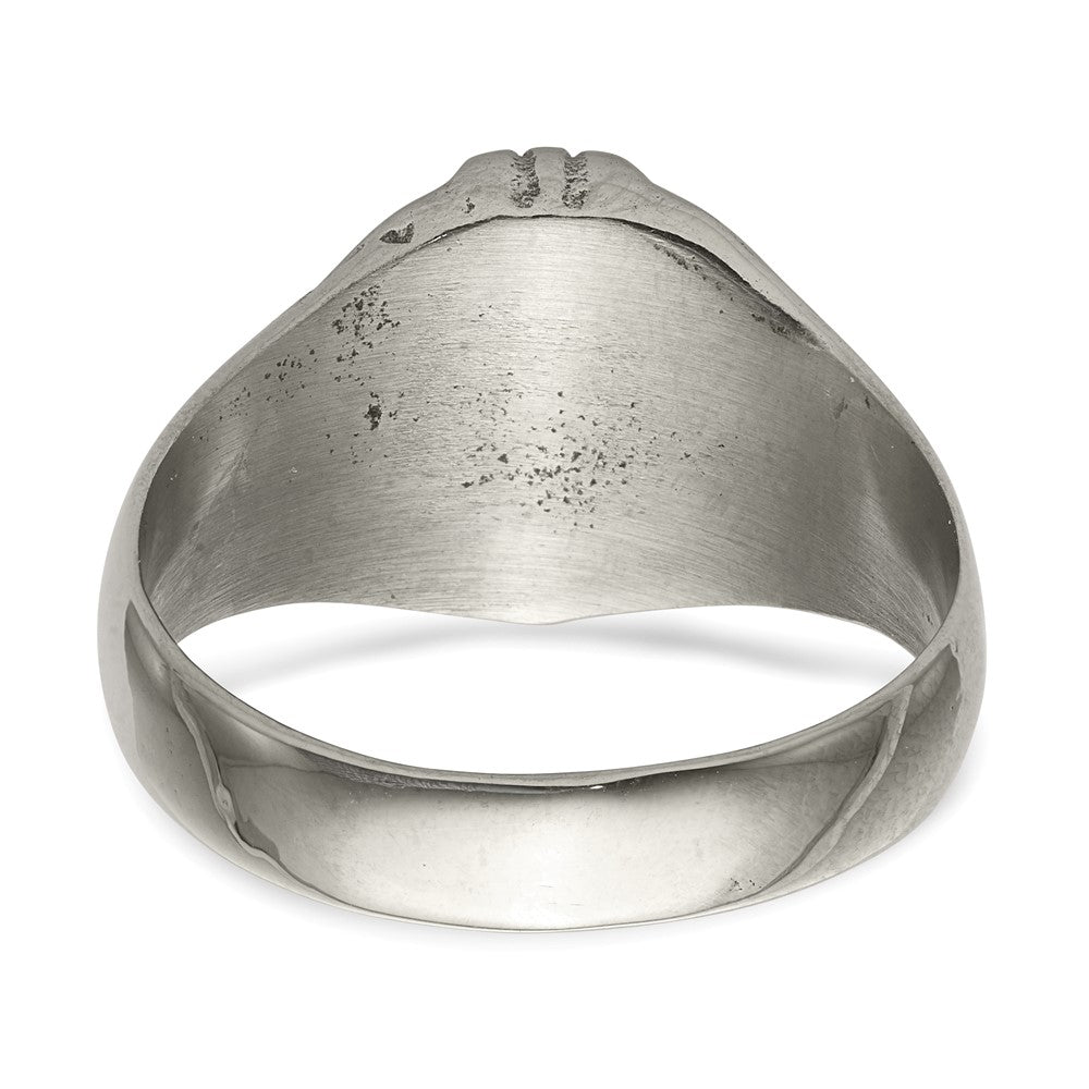 Alternate view of the Men's 13mm Stainless Steel Antiqued Lion Head Tapered Ring by The Black Bow Jewelry Co.
