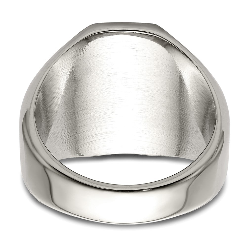 Alternate view of the Men&#39;s 18mm Stainless Steel &amp; 14K Gold Accent Lion Head Tapered Ring by The Black Bow Jewelry Co.