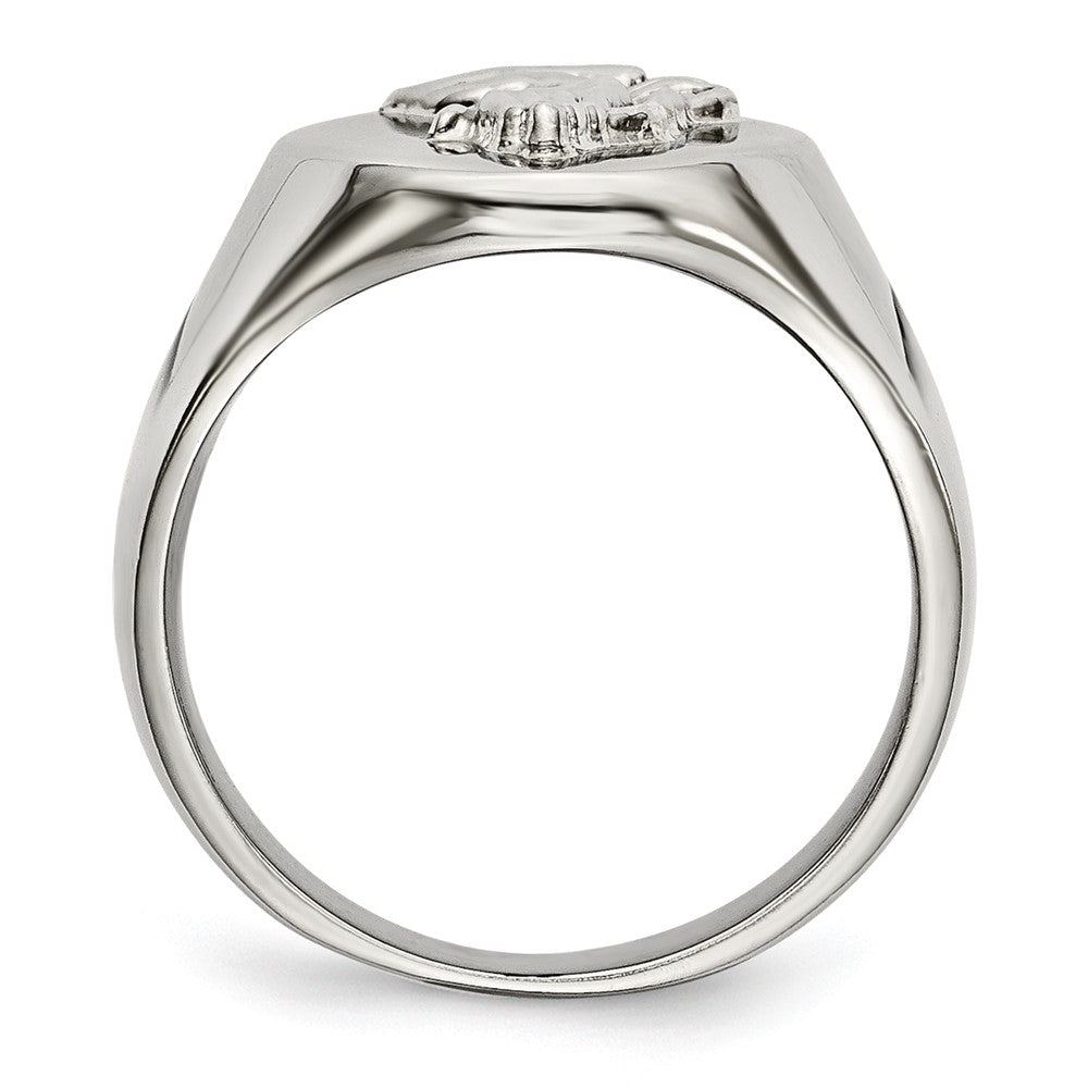 Alternate view of the Men&#39;s 17mm Stainless Steel &amp; Sterling Silver Praying Hands Ring by The Black Bow Jewelry Co.