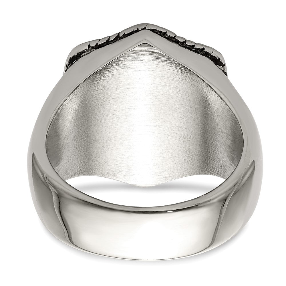 Alternate view of the Men&#39;s 18mm Stainless Steel &amp; 14k Gold Accent Shield Cross Ring by The Black Bow Jewelry Co.