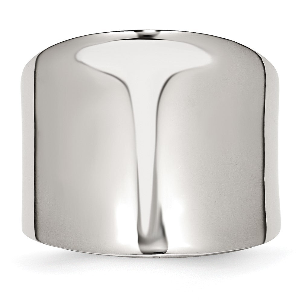 Alternate view of the Ladies 17mm Stainless Steel Polished Concaved Tapered Ring by The Black Bow Jewelry Co.