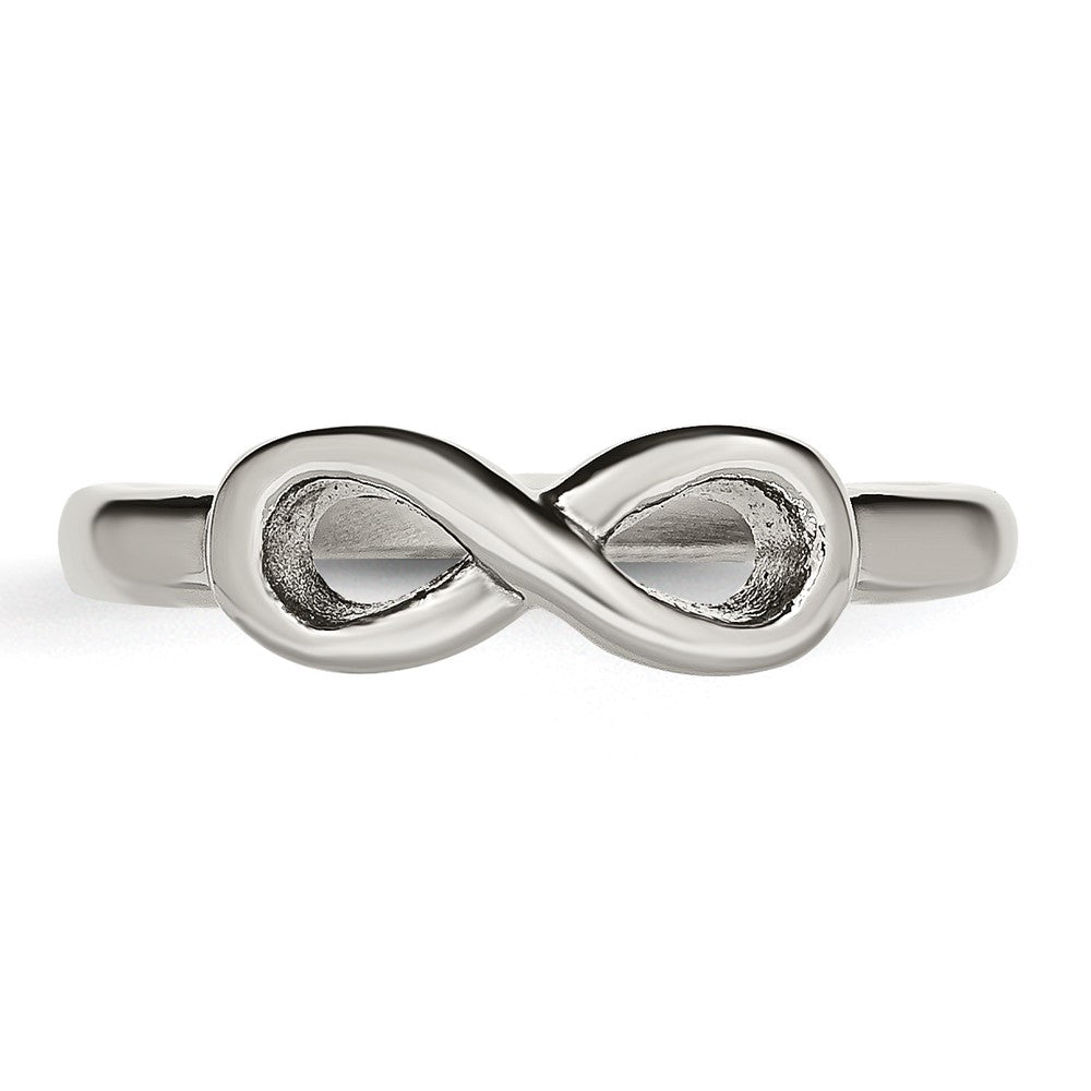 Alternate view of the 5mm Stainless Steel Polished Infinity Symbol Ring by The Black Bow Jewelry Co.