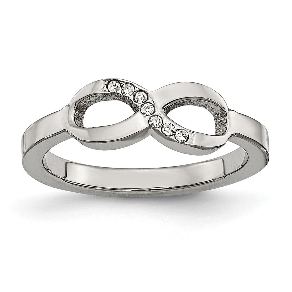 6mm Stainless Steel &amp; CZ Polished Infinity Symbol Ring, Item R11764 by The Black Bow Jewelry Co.