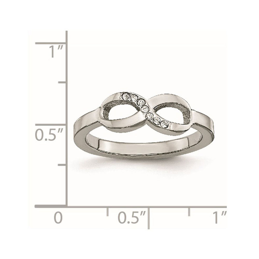 Alternate view of the 6mm Stainless Steel &amp; CZ Polished Infinity Symbol Ring by The Black Bow Jewelry Co.
