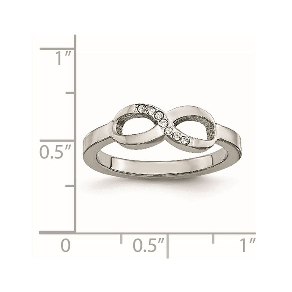 Alternate view of the 6mm Stainless Steel & CZ Polished Infinity Symbol Ring by The Black Bow Jewelry Co.