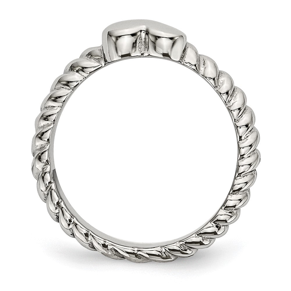 Alternate view of the 6mm Stainless Steel Polished Twisted Heart Ring by The Black Bow Jewelry Co.