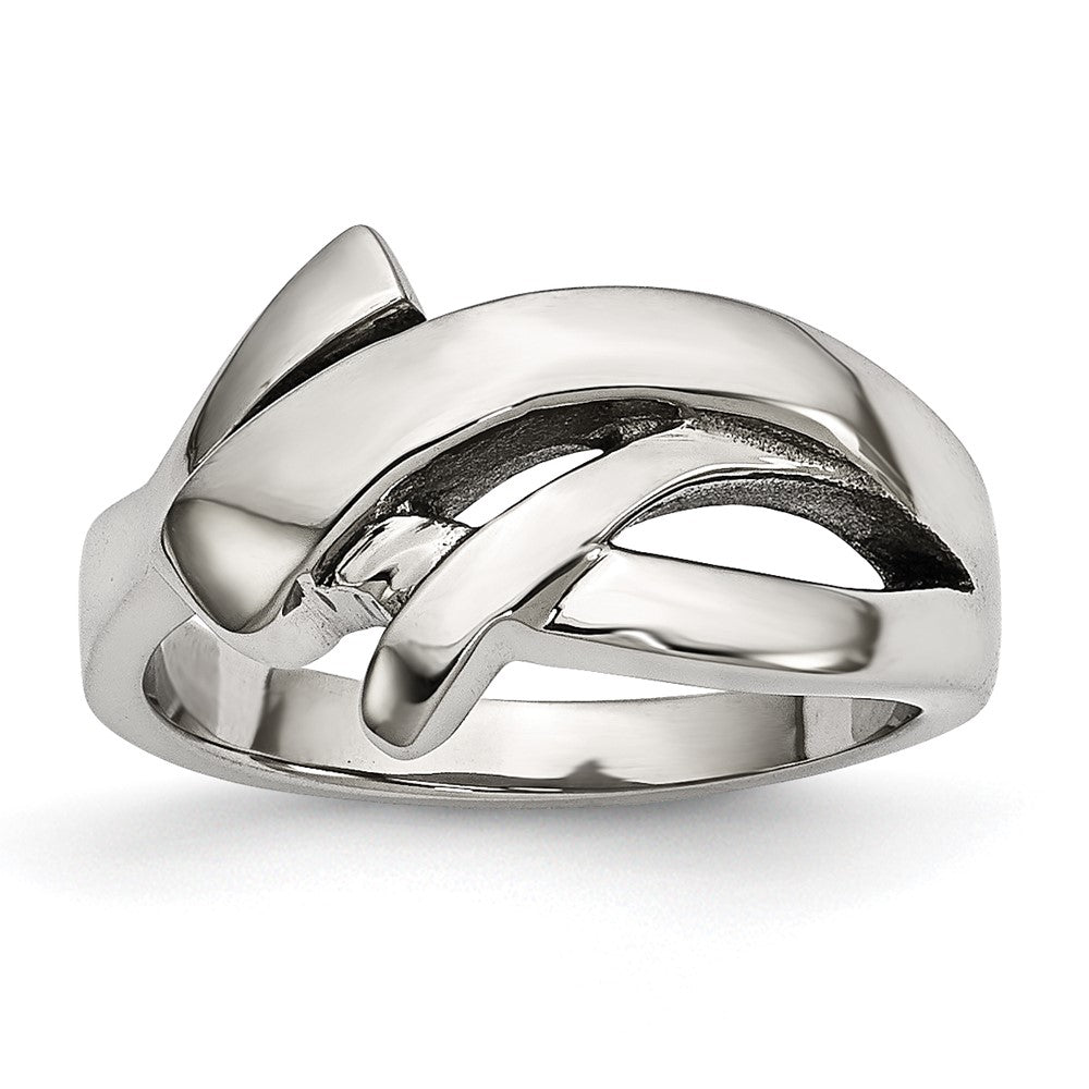 11mm Stainless Steel Polished Freeform Tapered Ring, Item R11766 by The Black Bow Jewelry Co.