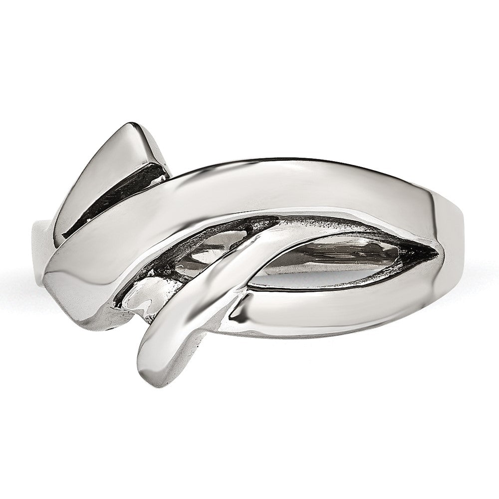 Alternate view of the 11mm Stainless Steel Polished Freeform Tapered Ring by The Black Bow Jewelry Co.