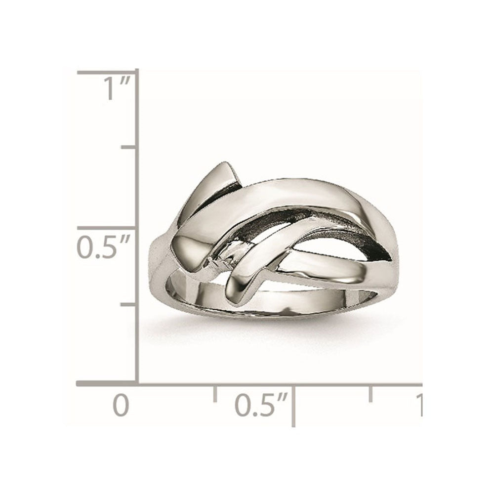 Alternate view of the 11mm Stainless Steel Polished Freeform Tapered Ring by The Black Bow Jewelry Co.