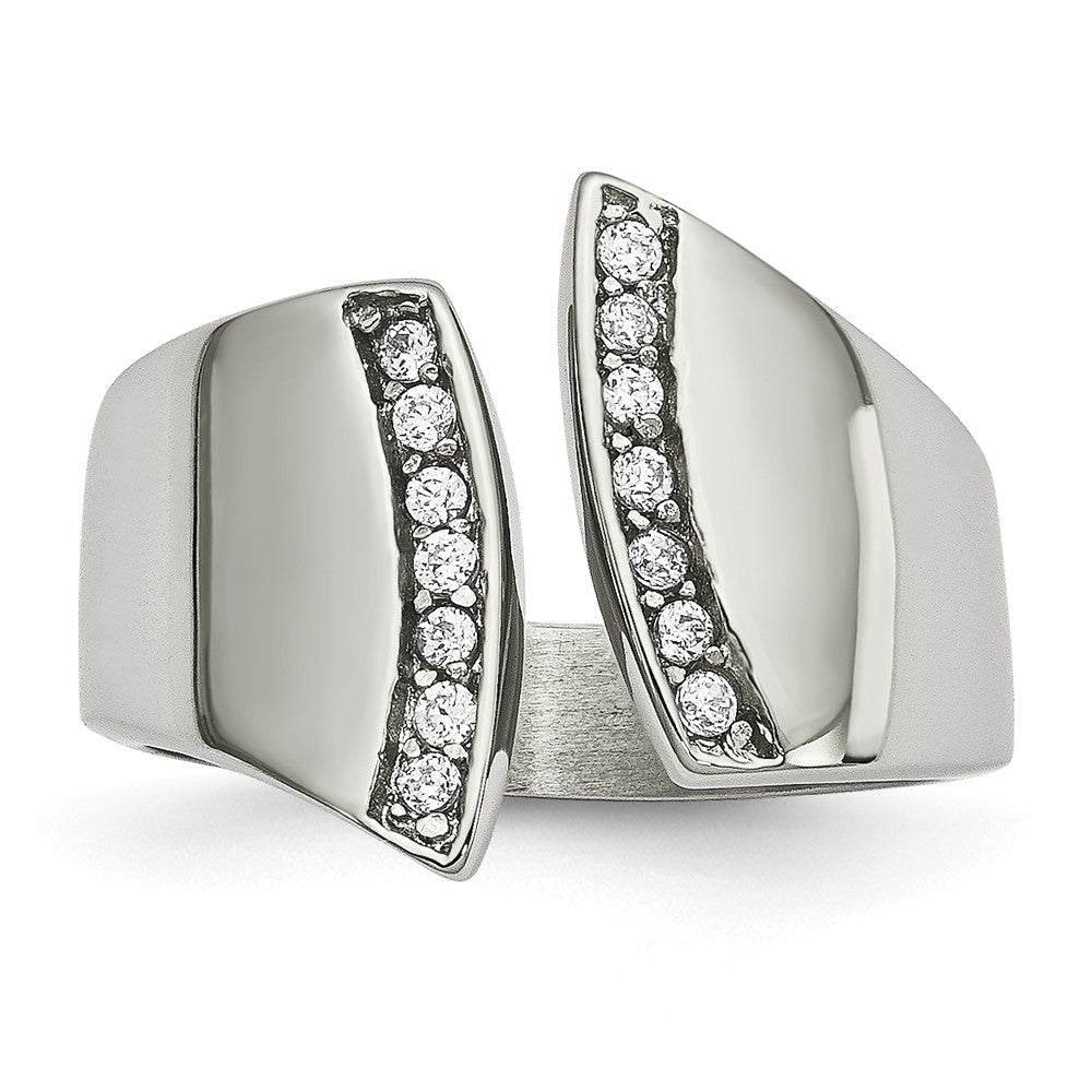 16mm Stainless Steel &amp; CZ Negative Space Band, Item R11767 by The Black Bow Jewelry Co.