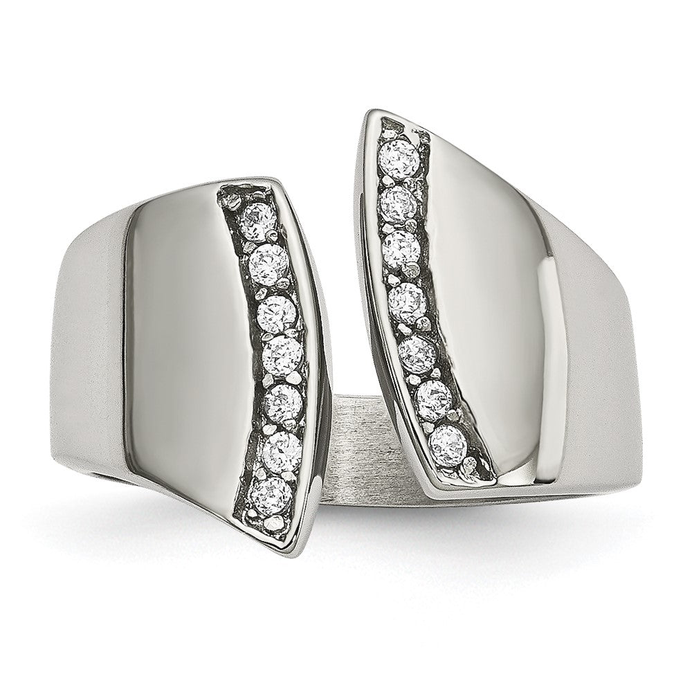 16mm Stainless Steel & CZ Negative Space Band, Item R11767 by The Black Bow Jewelry Co.