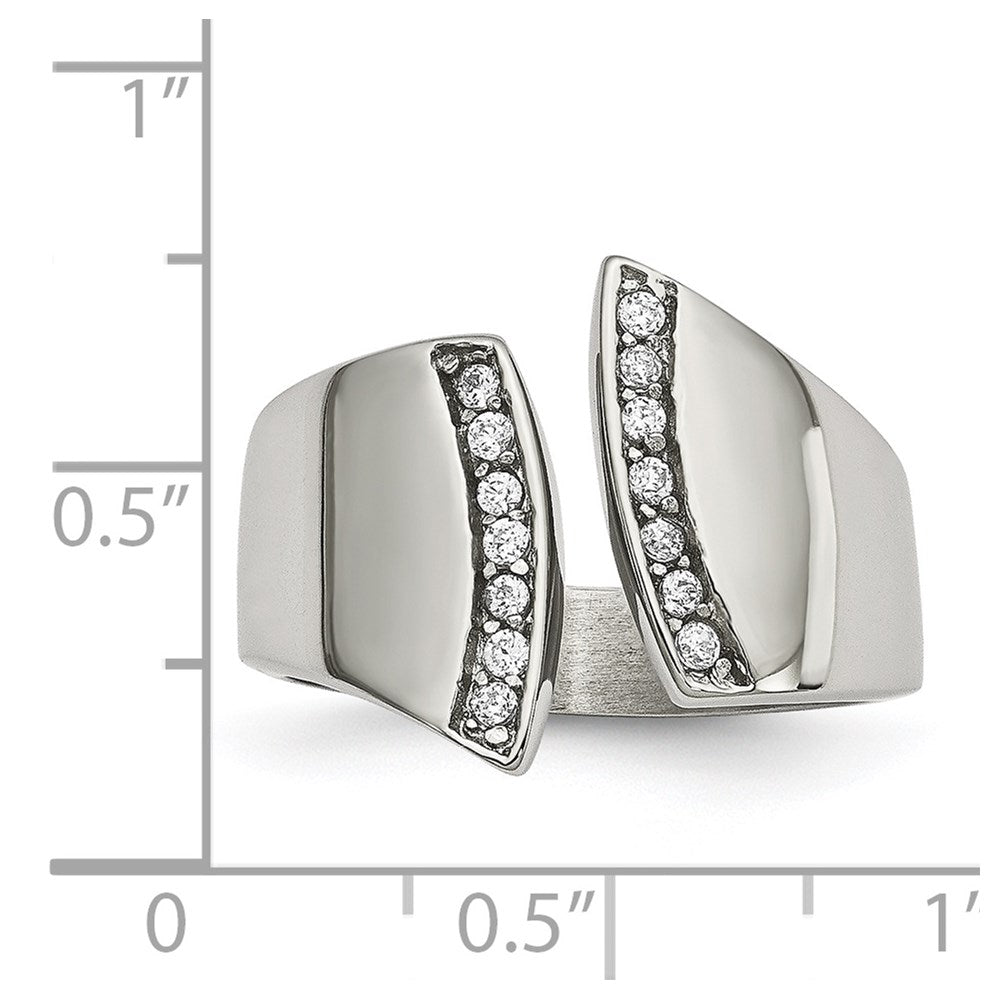 Alternate view of the 16mm Stainless Steel &amp; CZ Negative Space Band by The Black Bow Jewelry Co.