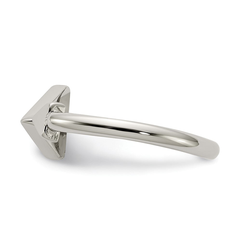 Alternate view of the Stainless Steel Reconstructed Turquoise Triangle Open Ring by The Black Bow Jewelry Co.