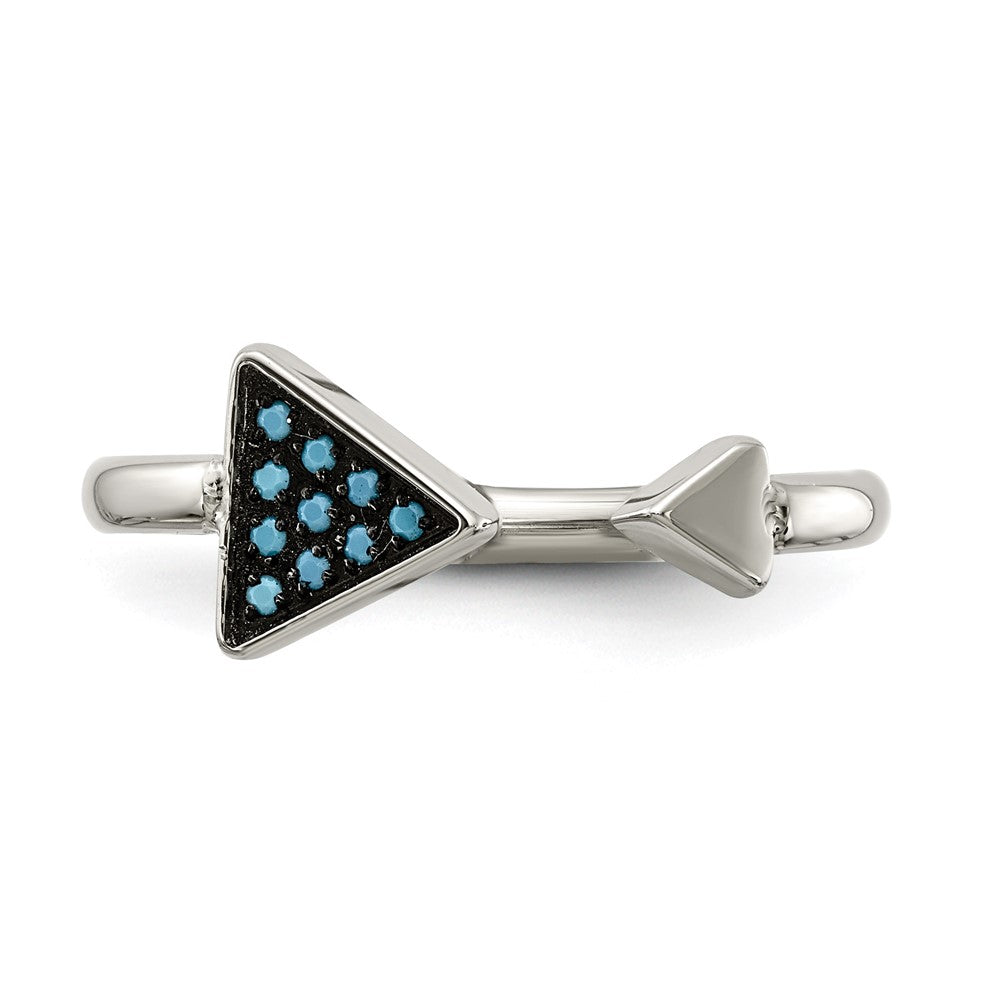 Alternate view of the Stainless Steel Reconstructed Turquoise Triangle Open Ring by The Black Bow Jewelry Co.