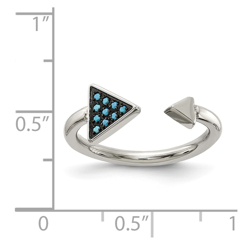 Alternate view of the Stainless Steel Reconstructed Turquoise Triangle Open Ring by The Black Bow Jewelry Co.