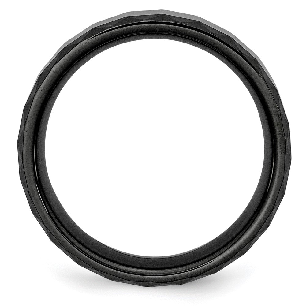 Alternate view of the 8mm Black Ceramic Faceted &amp; Beveled Edge Standard Fit Band by The Black Bow Jewelry Co.