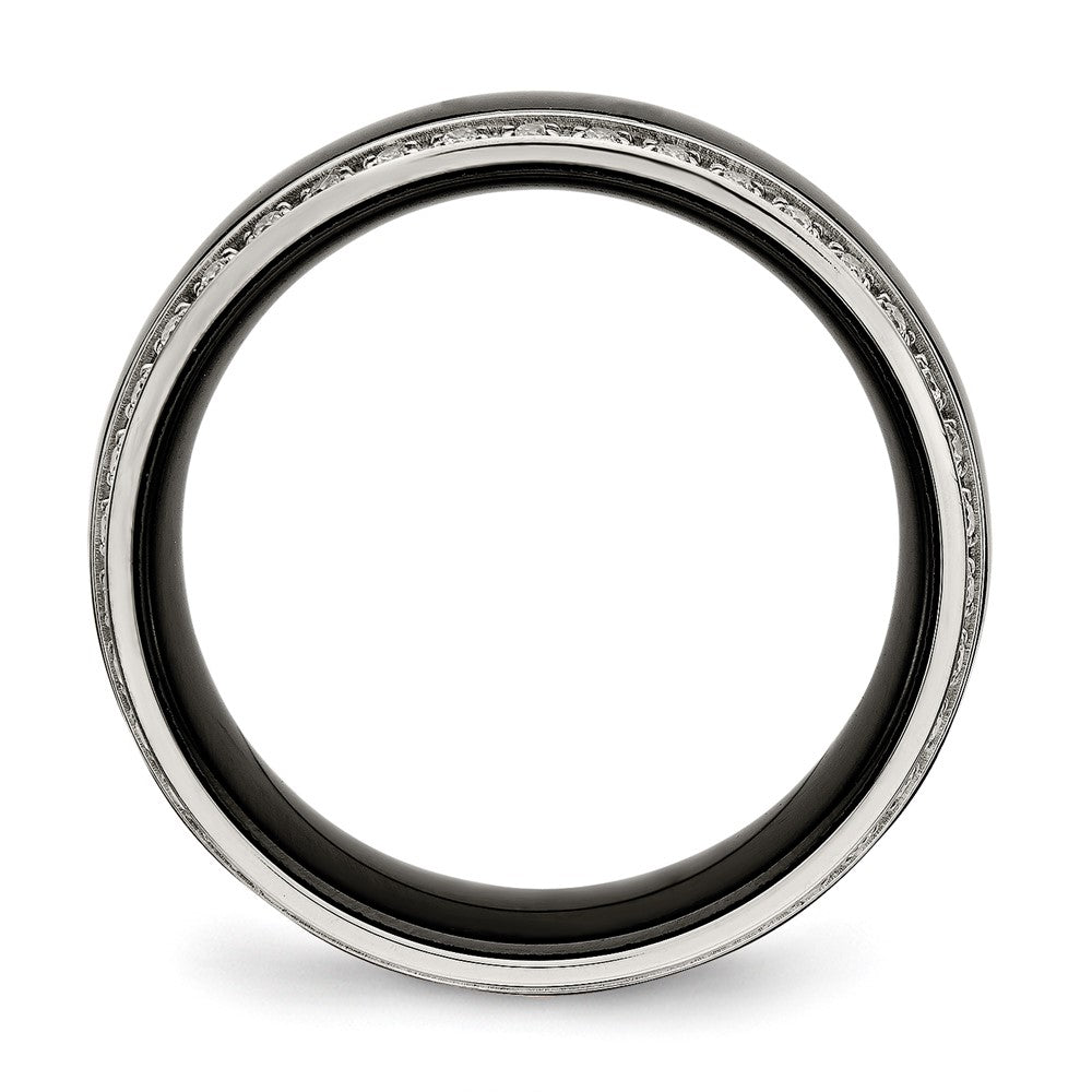 Alternate view of the 8mm Stainless Steel, Black Ceramic &amp; CZ Standard Fit Band by The Black Bow Jewelry Co.