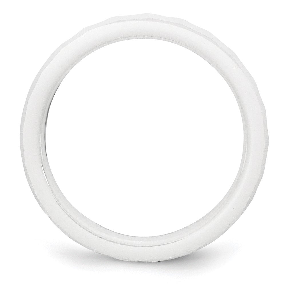 Alternate view of the 4mm White Ceramic Faceted Standard Fit Band by The Black Bow Jewelry Co.