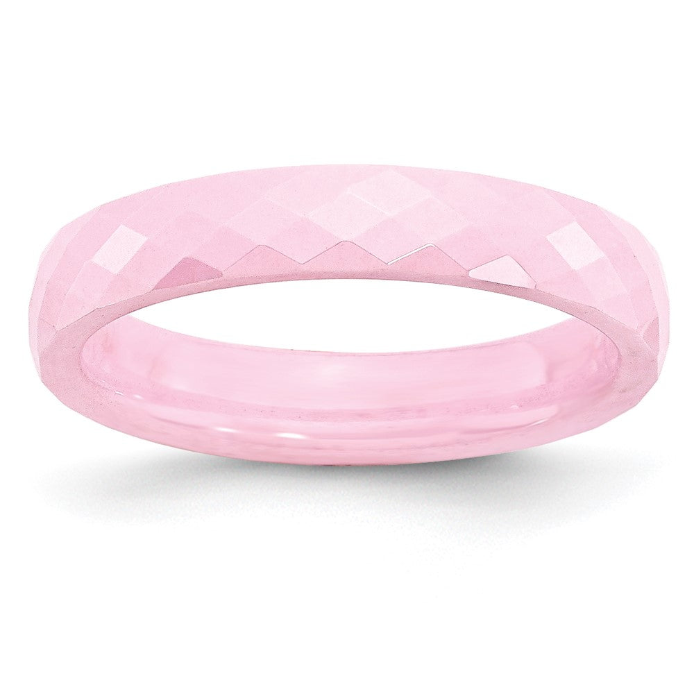 4mm Pink Ceramic Faceted Standard Fit Band, Item R11779 by The Black Bow Jewelry Co.