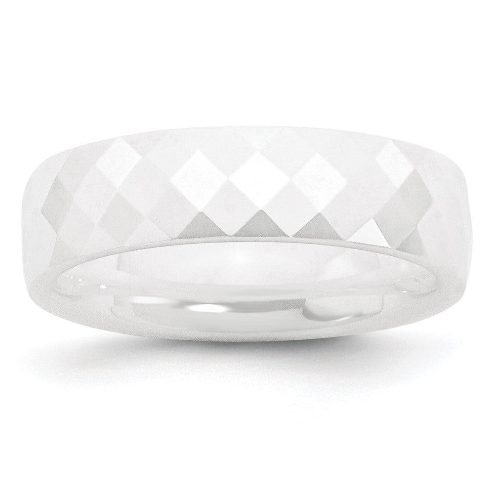 6mm White Ceramic Faceted Standard Fit Band, Item R11780 by The Black Bow Jewelry Co.