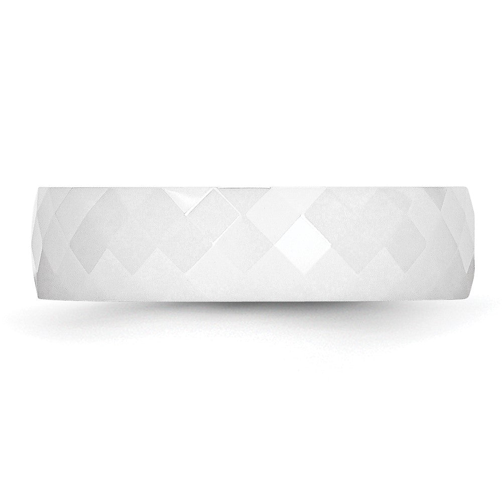 Alternate view of the 6mm White Ceramic Faceted Standard Fit Band by The Black Bow Jewelry Co.