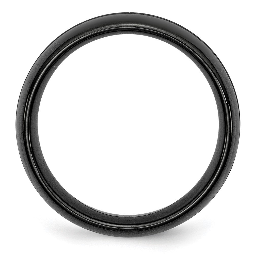 Alternate view of the 8mm Black Ceramic Brushed &amp; Polished Domed Standard Fit Band by The Black Bow Jewelry Co.