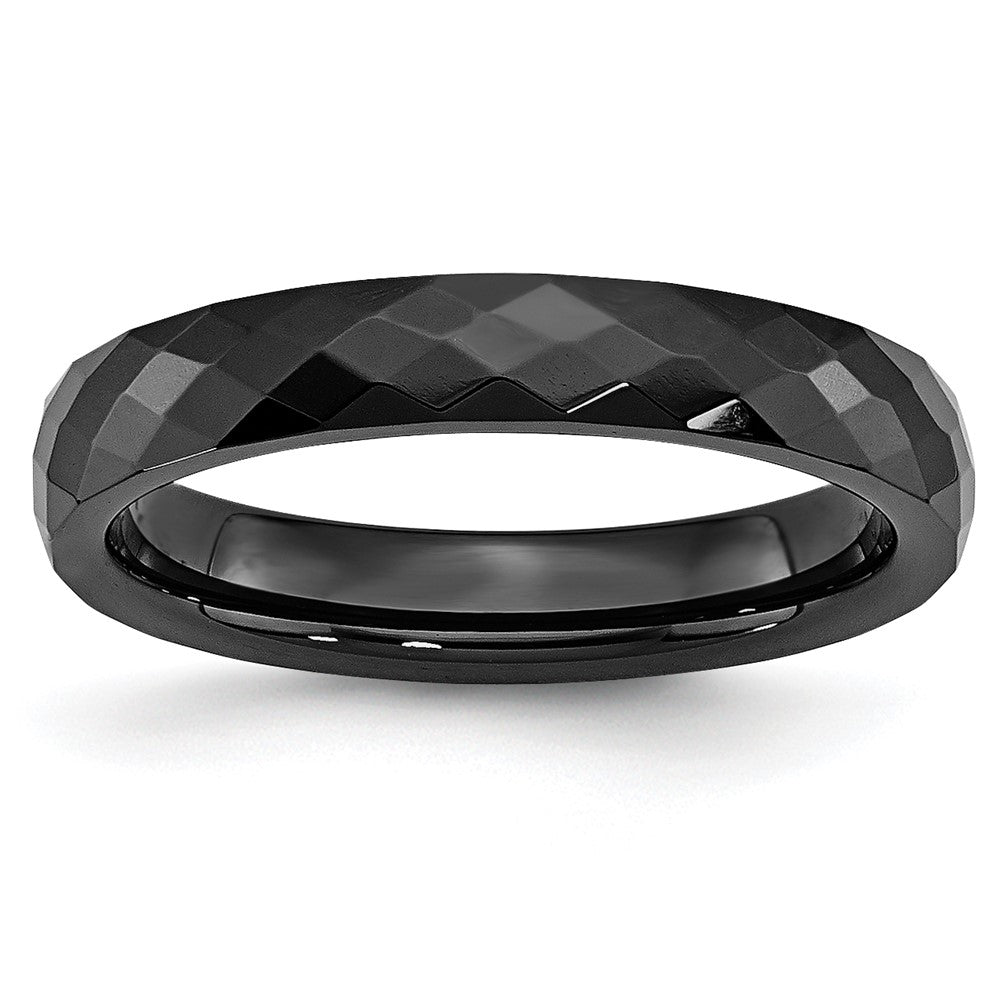 4mm Black Ceramic Faceted Standard Fit Band, Item R11783 by The Black Bow Jewelry Co.