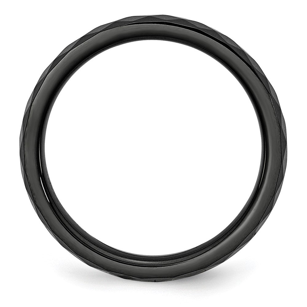 Alternate view of the 4mm Black Ceramic Faceted Standard Fit Band by The Black Bow Jewelry Co.
