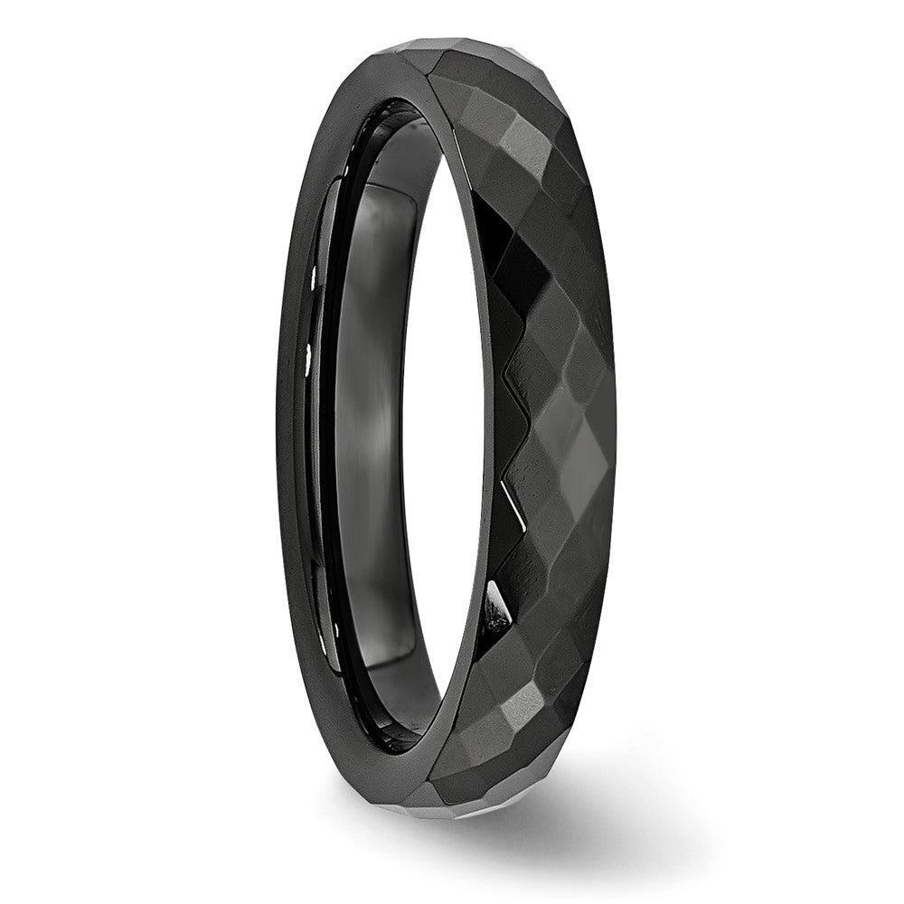 Alternate view of the 4mm Black Ceramic Faceted Standard Fit Band by The Black Bow Jewelry Co.