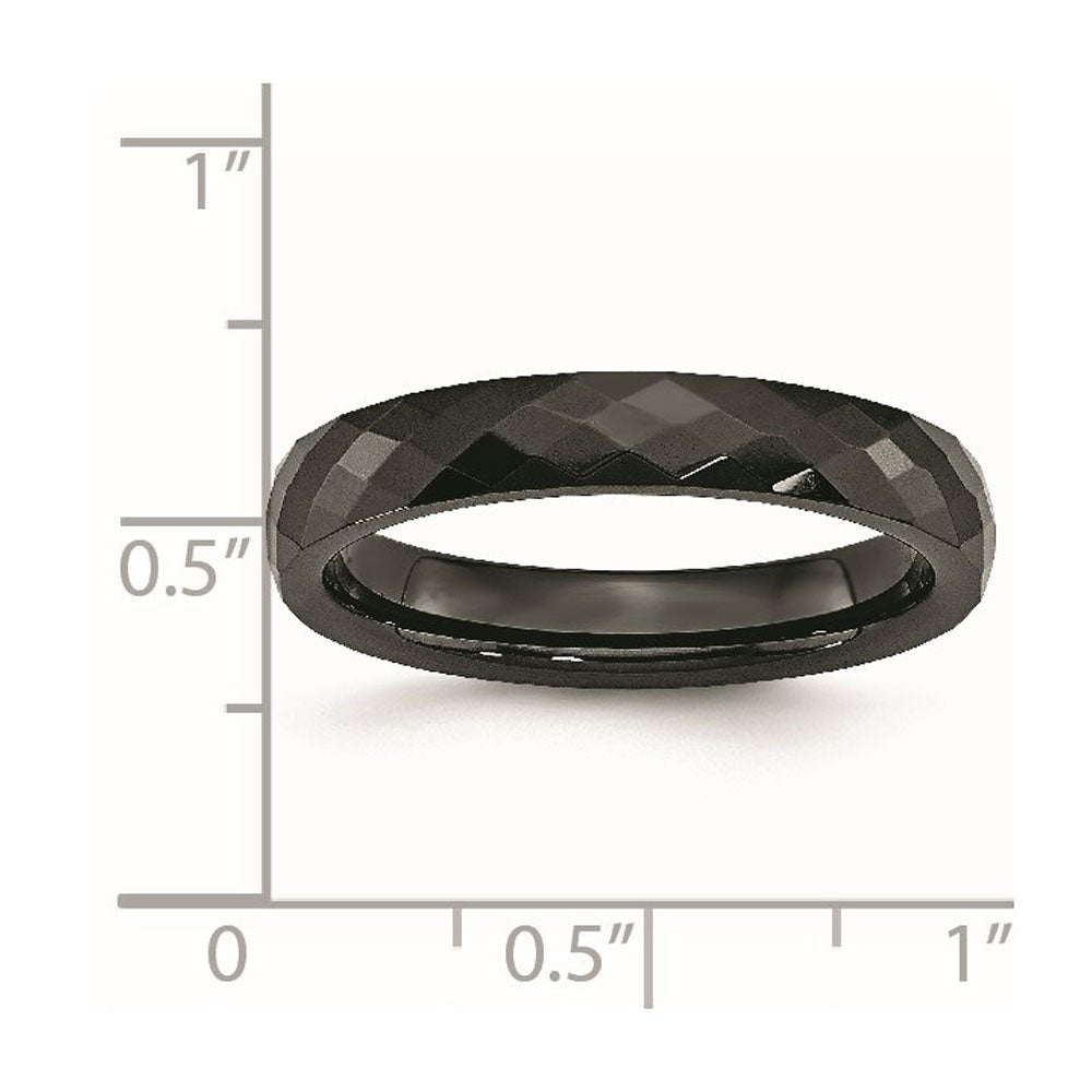Alternate view of the 4mm Black Ceramic Faceted Standard Fit Band by The Black Bow Jewelry Co.