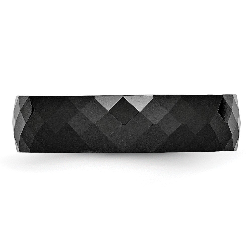 Alternate view of the 6mm Black Ceramic Faceted Standard Fit Band by The Black Bow Jewelry Co.